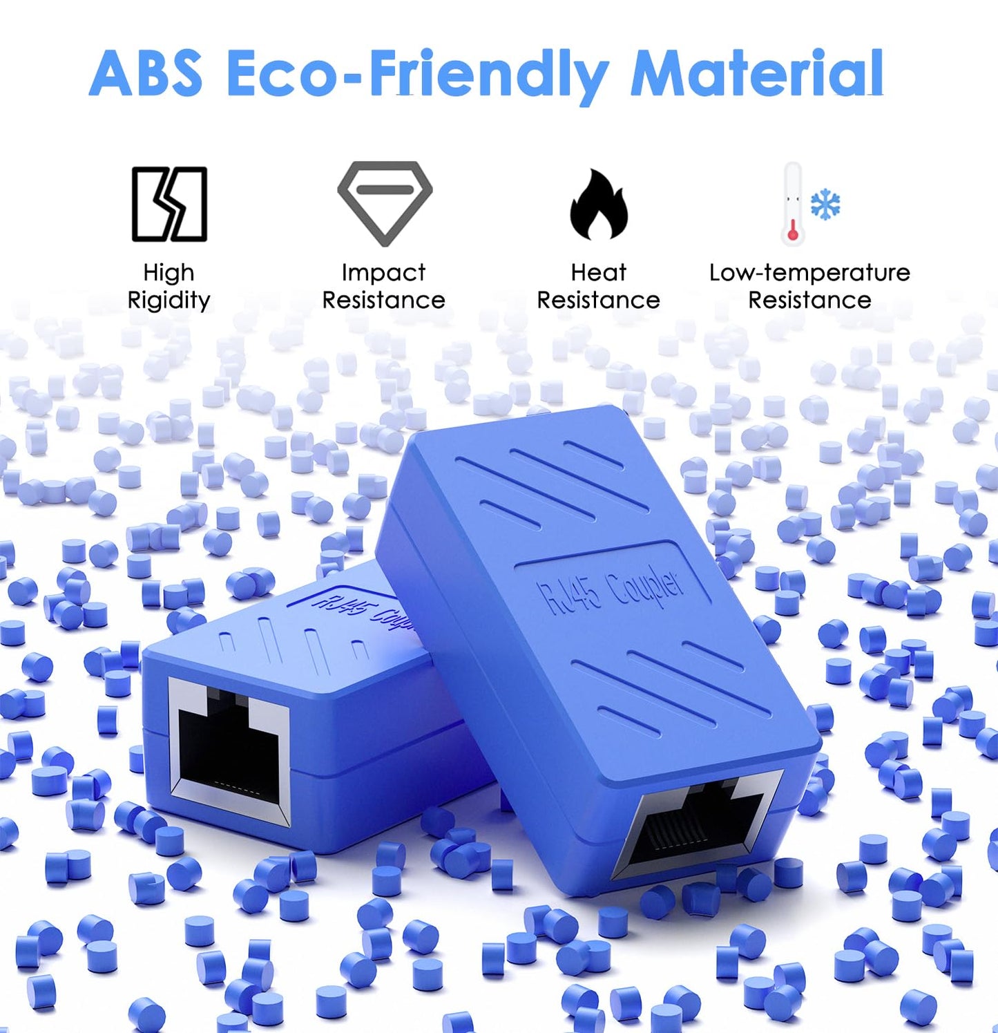 RJ45 Coupler Female to Female Ethernet Coupler for Cat7/Cat6/Cat5/Cat5E Network Cable Extender Adapter RJ45 in Line Coupler (Blue5 Pack)
