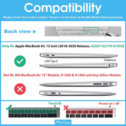 Macbook Air 13 Inch Case 2020 2019 2018 Release A2337 M1 A2179 A1932, Heavy Duty Slim Hard Shell Protective Cover with Fold Kickstand for Macbook Air 13 Retina with Touch ID -Grey